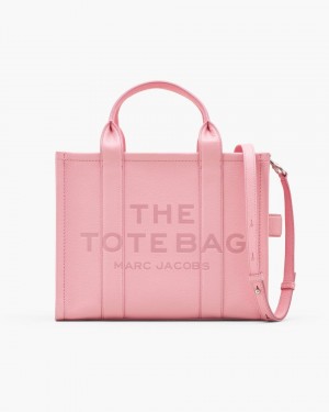 The Tote Bag Marc Jacobs The Leather Medium Tote Bag γυναικεια ροζ | 962538KIR