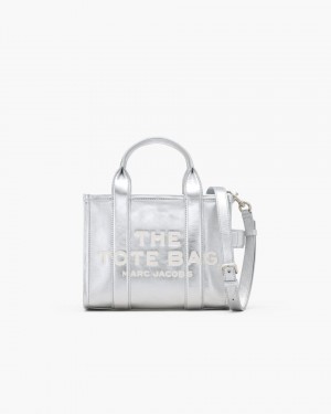 The Tote Bag Marc Jacobs The Metallic Leather Small Tote Bag γυναικεια μεταλλικός ασημι | 019628TQM