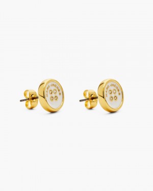 Σκουλαρικια Marc Jacobs The Button Stud Earrings γυναικεια χρυσο χρωμα κρέμα | 315746PGU