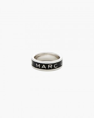 Δαχτυλιδια Marc Jacobs The Marc Jacobs Enamel Ring γυναικεια ασημι μαυρα | 183459AQH