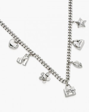 Κολιε Marc Jacobs The Mini Icon Charm Necklace γυναικεια ανοιχτο ασημι | 528036APR