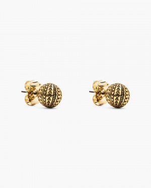 Σκουλαρικια Marc Jacobs The Monogram Stud Earrings γυναικεια ανοιχτο χρυσο χρωμα | 345891LAK