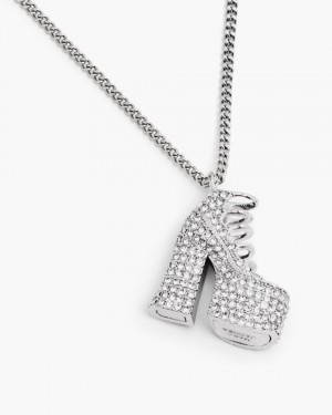 Κολιε Marc Jacobs The Pave Kiki Boot Necklace γυναικεια ασημι | 146237TSF