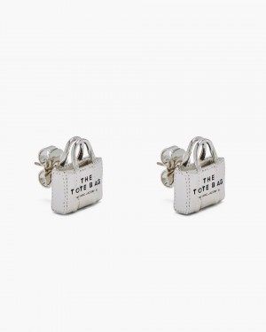 Σκουλαρικια Marc Jacobs The Tote Bag Stud Earrings γυναικεια ανοιχτο ασημι | 039651OHE