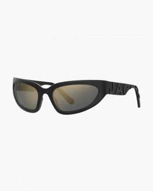 Γυαλια Ηλιου Marc Jacobs The Bold Logo Wrapped Mirrored Sunglasses γυναικεια μαυρα | 519027ZDM