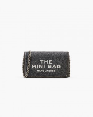 τσάντεσ χιαστί Marc Jacobs The Denim Chain Mini Bag γυναικεια μαυρα ανοιχτο μπλε | 638941ZAE