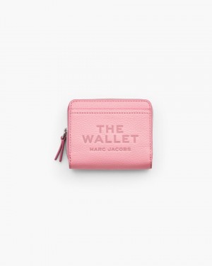 μικρά πορτοφόλια Marc Jacobs The Leather Mini Compact Wallet γυναικεια ροζ | 891054XMQ