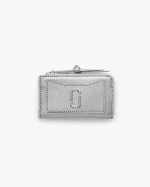 μικρά πορτοφόλια Marc Jacobs The Metallic Utility Snapshot Top Zip Multi Wallet γυναικεια ασημι | 054691ZRW