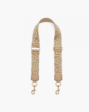 Λουράκι τσάντας Marc Jacobs The Outline Logo Webbing Strap γυναικεια καφε | 273196URD