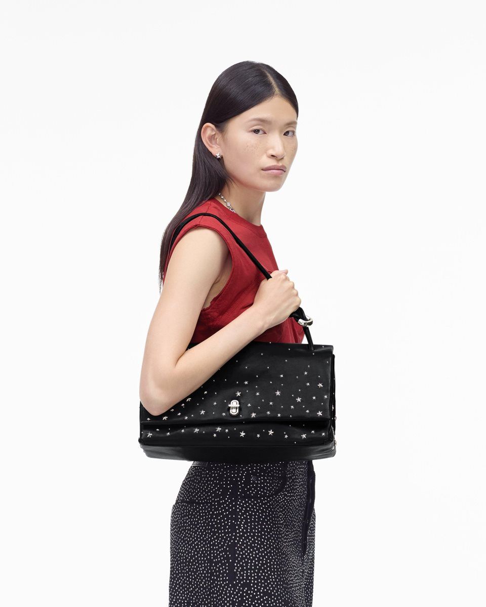 The Dual Bag Marc Jacobs The Star-Studded Leather Large Dual Bag γυναικεια μαυρα | 586207NRA