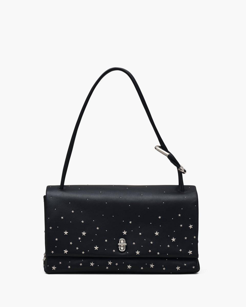 The Dual Bag Marc Jacobs The Star-Studded Leather Large Dual Bag γυναικεια μαυρα | 586207NRA