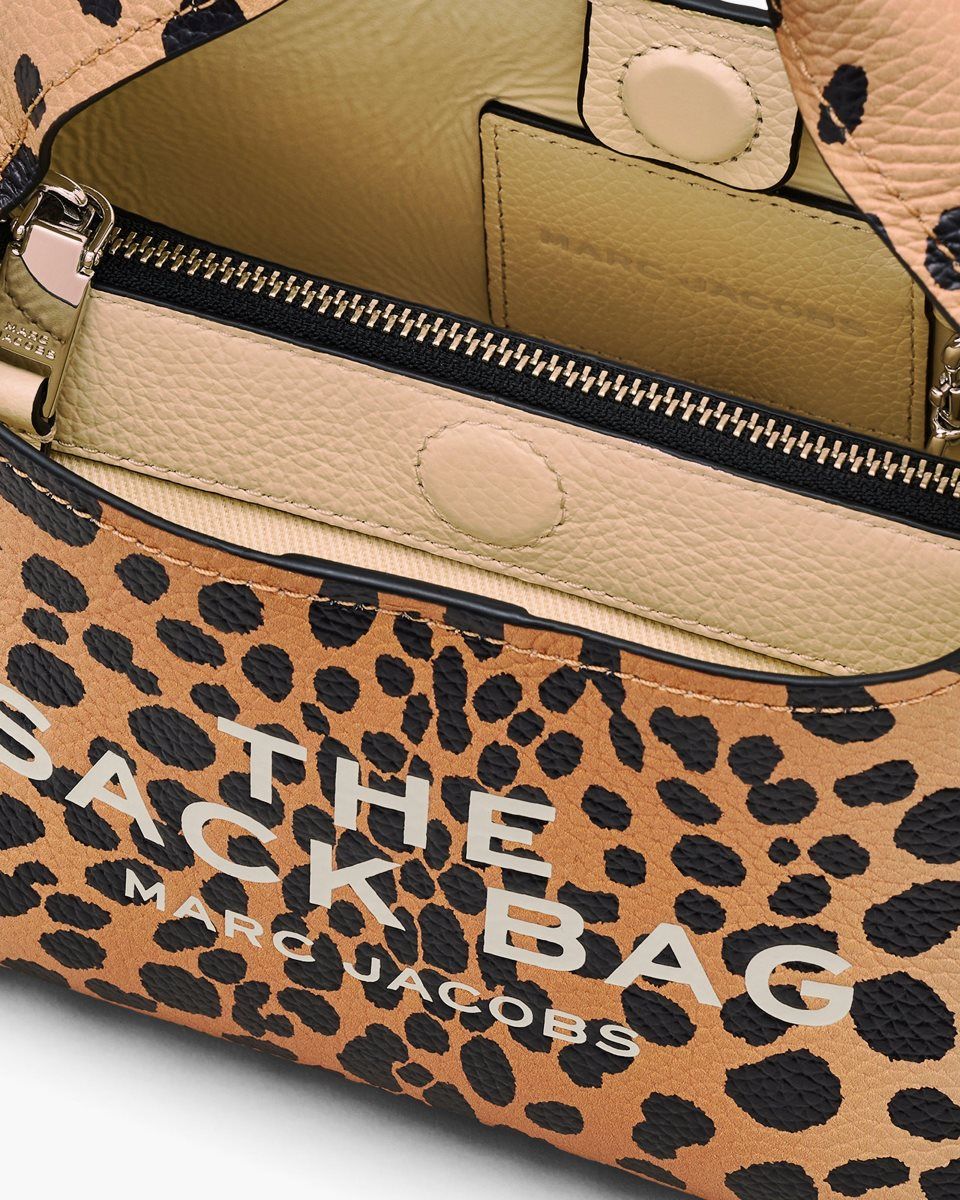 The Sack Bag Marc Jacobs The Cheetah Leather Mini Sack Bag γυναικεια μαυρα Πολύχρωμο | 194708KJI