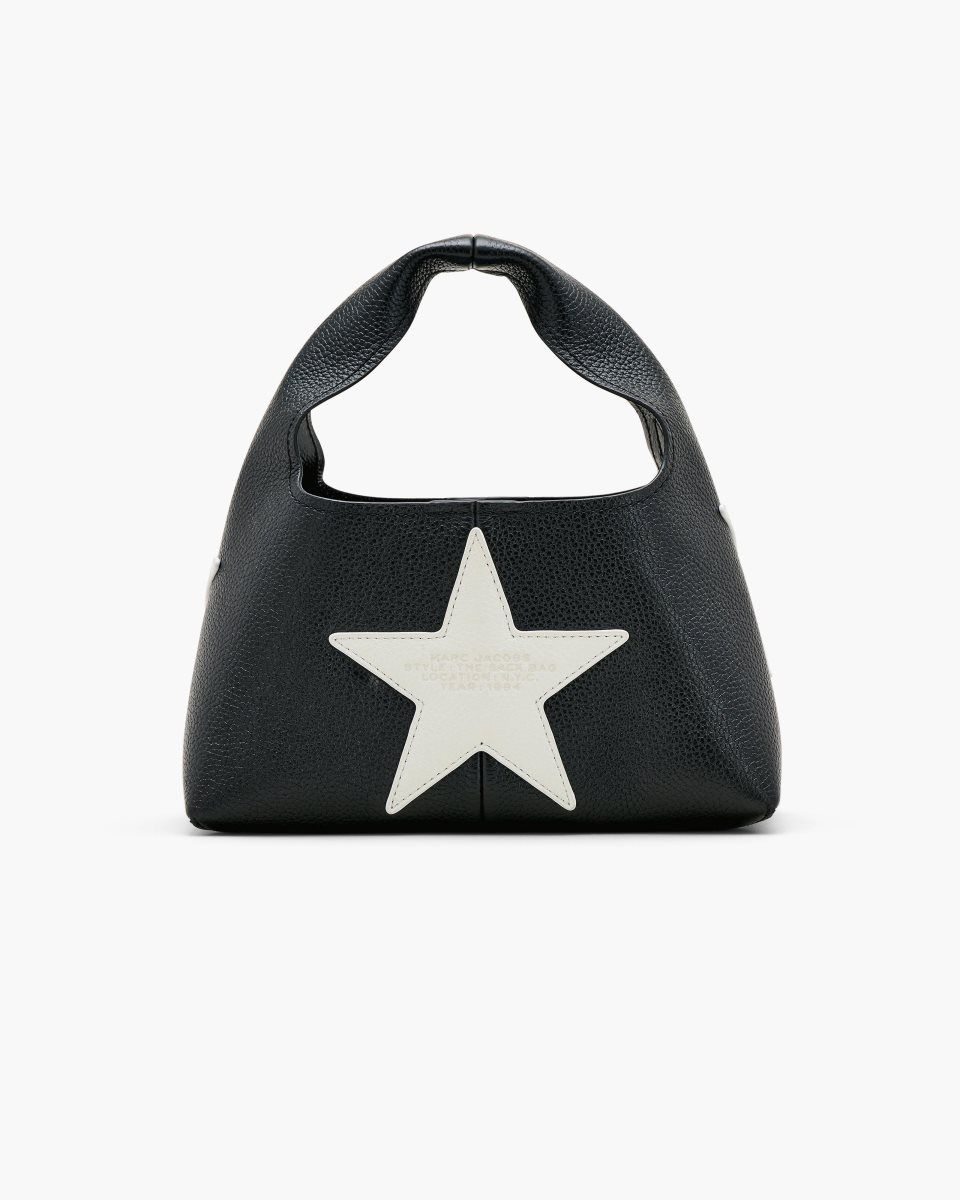 The Sack Bag Marc Jacobs The Star Patchwork Leather Mini Sack Bag γυναικεια μαυρα ασπρα | 498312ZLK