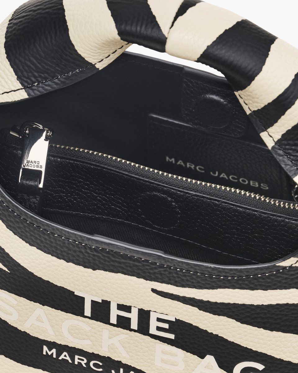 The Sack Bag Marc Jacobs The Zebra Leather Mini Sack Bag γυναικεια μαυρα ασπρα | 836294WFX