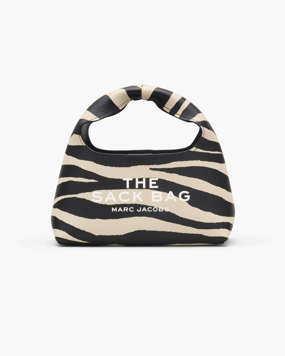 The Sack Bag Marc Jacobs The Zebra Leather Mini Sack Bag γυναικεια μαυρα ασπρα | 836294WFX