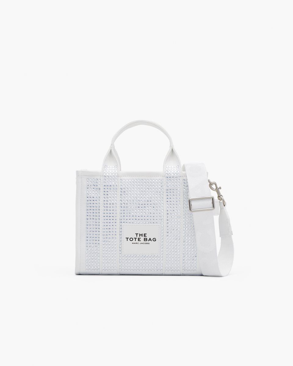 The Tote Bag Marc Jacobs The Crystal Canvas Small Tote Bag γυναικεια ασπρα | 907645HFY