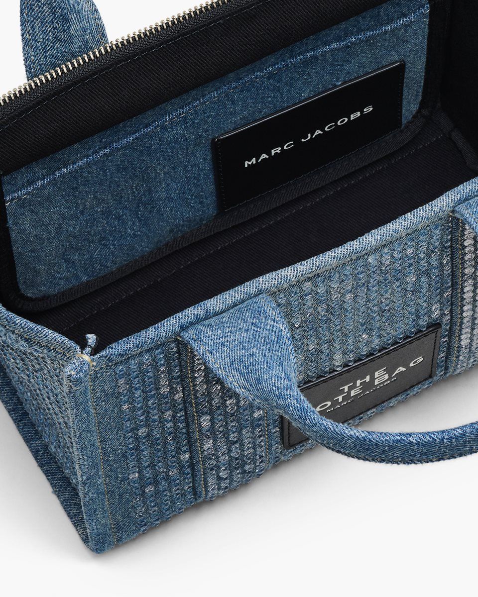 The Tote Bag Marc Jacobs The Crystal Denim Small Tote Bag γυναικεια ανοιχτο μπλε | 926315YUW