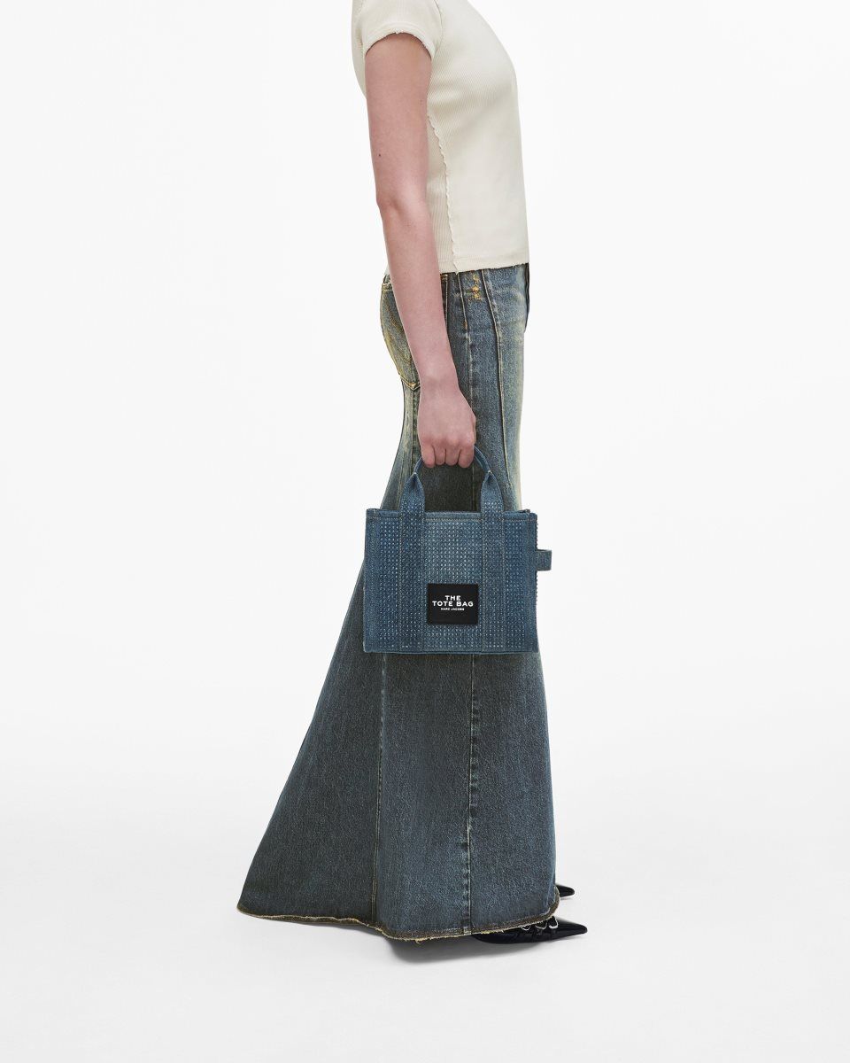 The Tote Bag Marc Jacobs The Crystal Denim Small Tote Bag γυναικεια ανοιχτο μπλε | 926315YUW