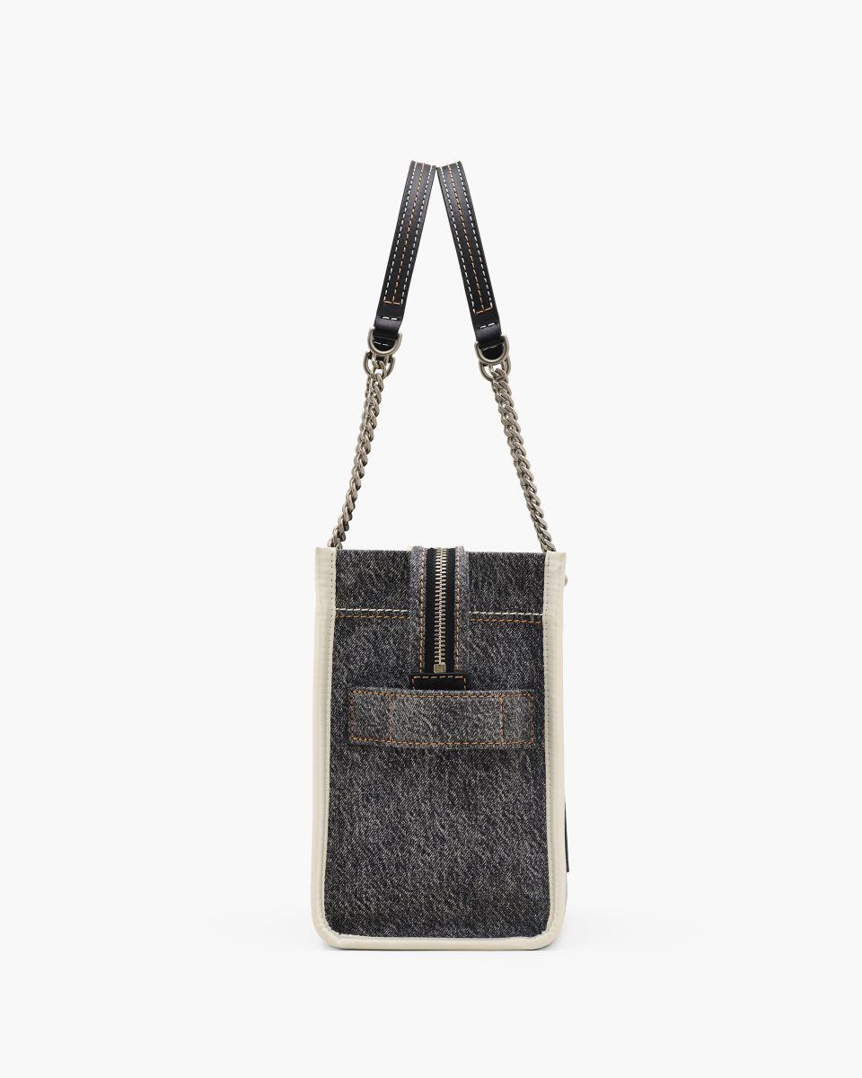 The Tote Bag Marc Jacobs The Denim Chain Medium Tote Bag γυναικεια μαυρα ανοιχτο μπλε | 287103MWO