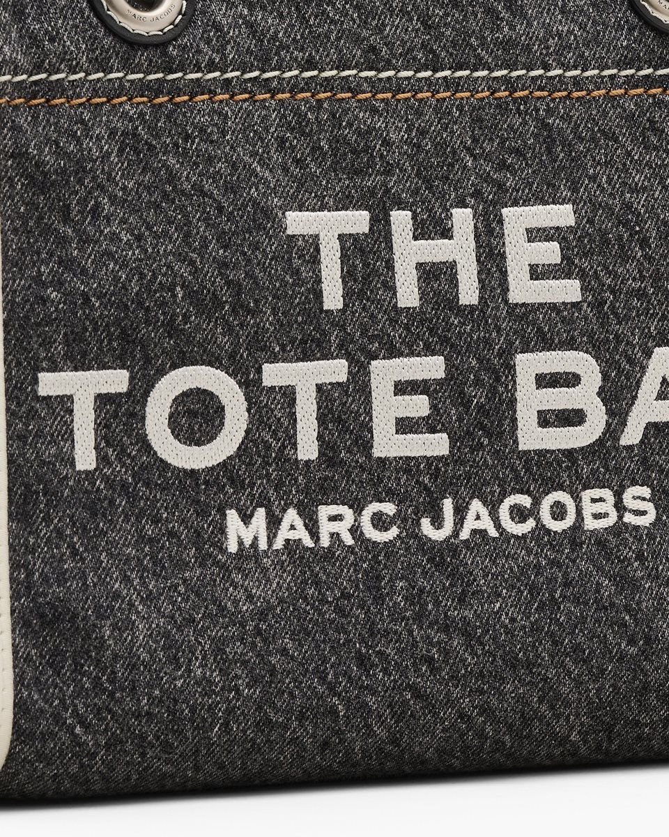 The Tote Bag Marc Jacobs The Denim Chain Small Tote Bag γυναικεια μαυρα ανοιχτο μπλε | 037251SCR