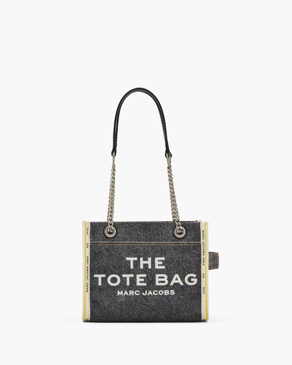 The Tote Bag Marc Jacobs The Denim Chain Small Tote Bag γυναικεια μαυρα ανοιχτο μπλε | 037251SCR