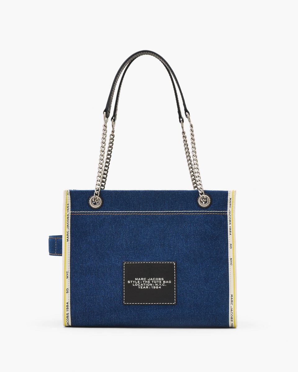 The Tote Bag Marc Jacobs The Denim Chain Medium Tote Bag γυναικεια σκούρο ανοιχτο μπλε | 914538AZO