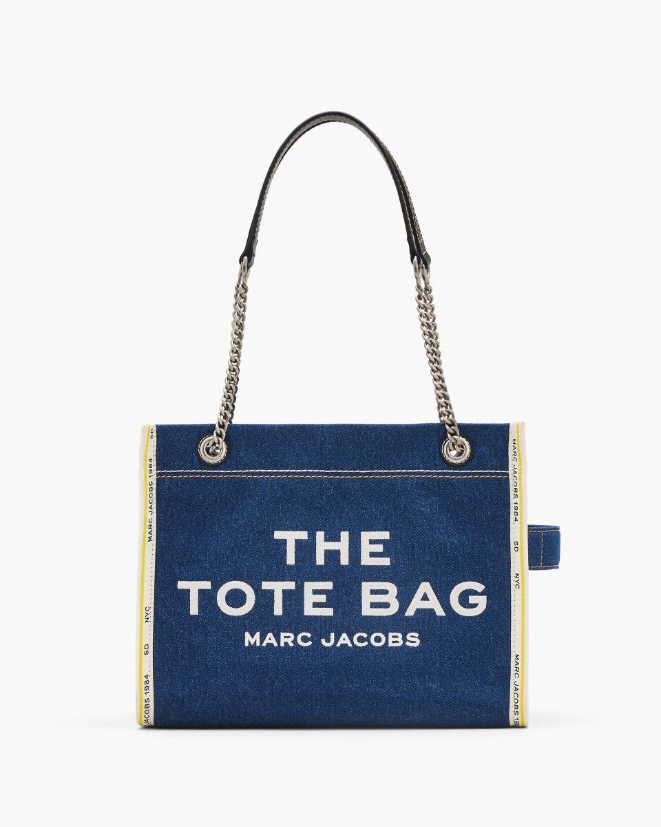 The Tote Bag Marc Jacobs The Denim Chain Medium Tote Bag γυναικεια σκούρο ανοιχτο μπλε | 914538AZO