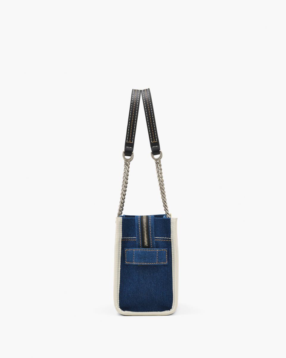 The Tote Bag Marc Jacobs The Denim Chain Small Tote Bag γυναικεια σκούρο ανοιχτο μπλε | 918532NYH