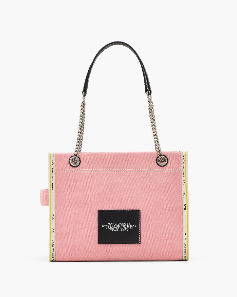 The Tote Bag Marc Jacobs The Denim Chain Medium Tote Bag γυναικεια ροζ | 124659ZPA