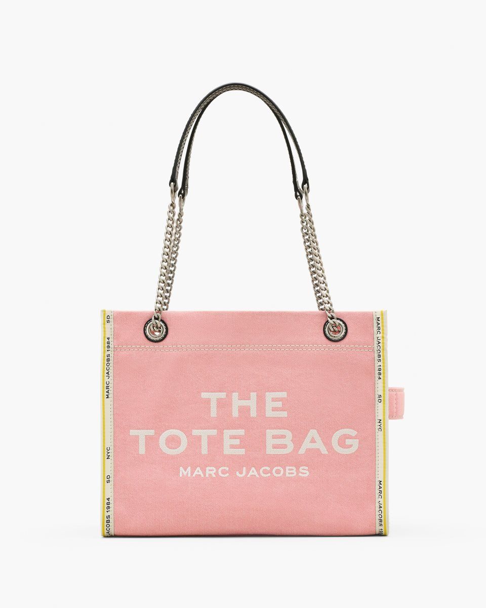 The Tote Bag Marc Jacobs The Denim Chain Medium Tote Bag γυναικεια ροζ | 124659ZPA