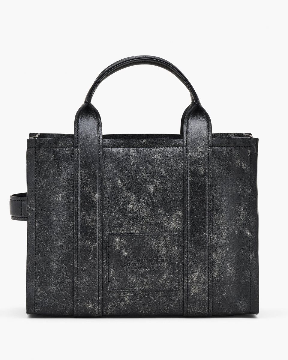 The Tote Bag Marc Jacobs The Distressed Leather Medium Tote Bag γυναικεια μαυρα | 917402PHR