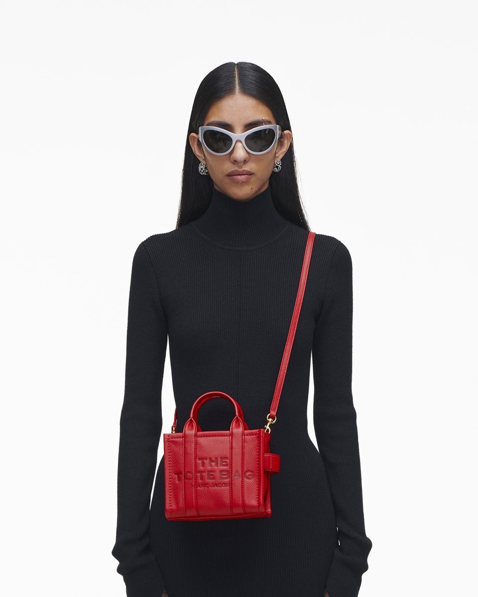 The Tote Bag Marc Jacobs The Leather Crossbody Tote Bag γυναικεια κοκκινα | 521704MFW