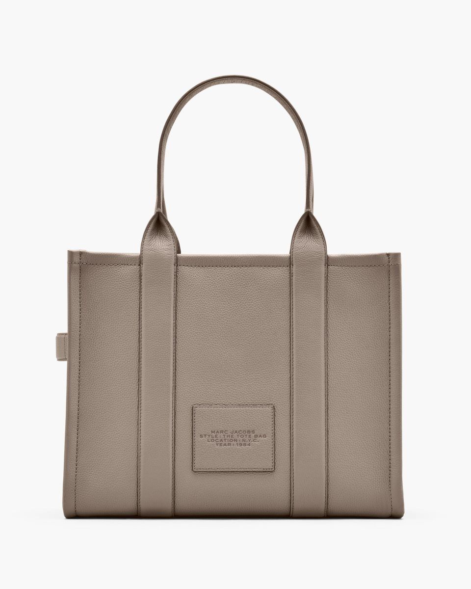 The Tote Bag Marc Jacobs The Leather Large Tote Bag γυναικεια Cement | 748215ZMS