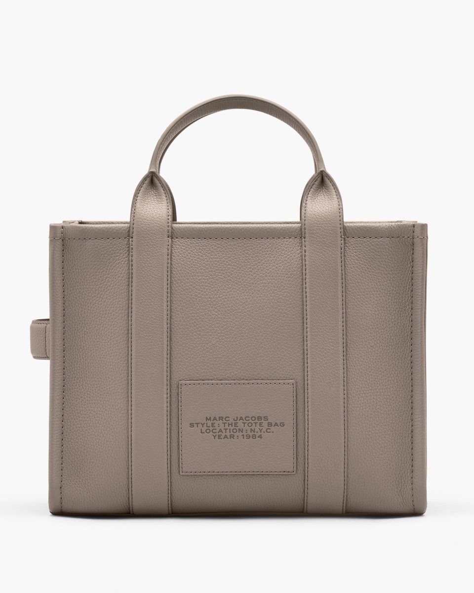 The Tote Bag Marc Jacobs The Leather Medium Tote Bag γυναικεια Cement | 023564FSV