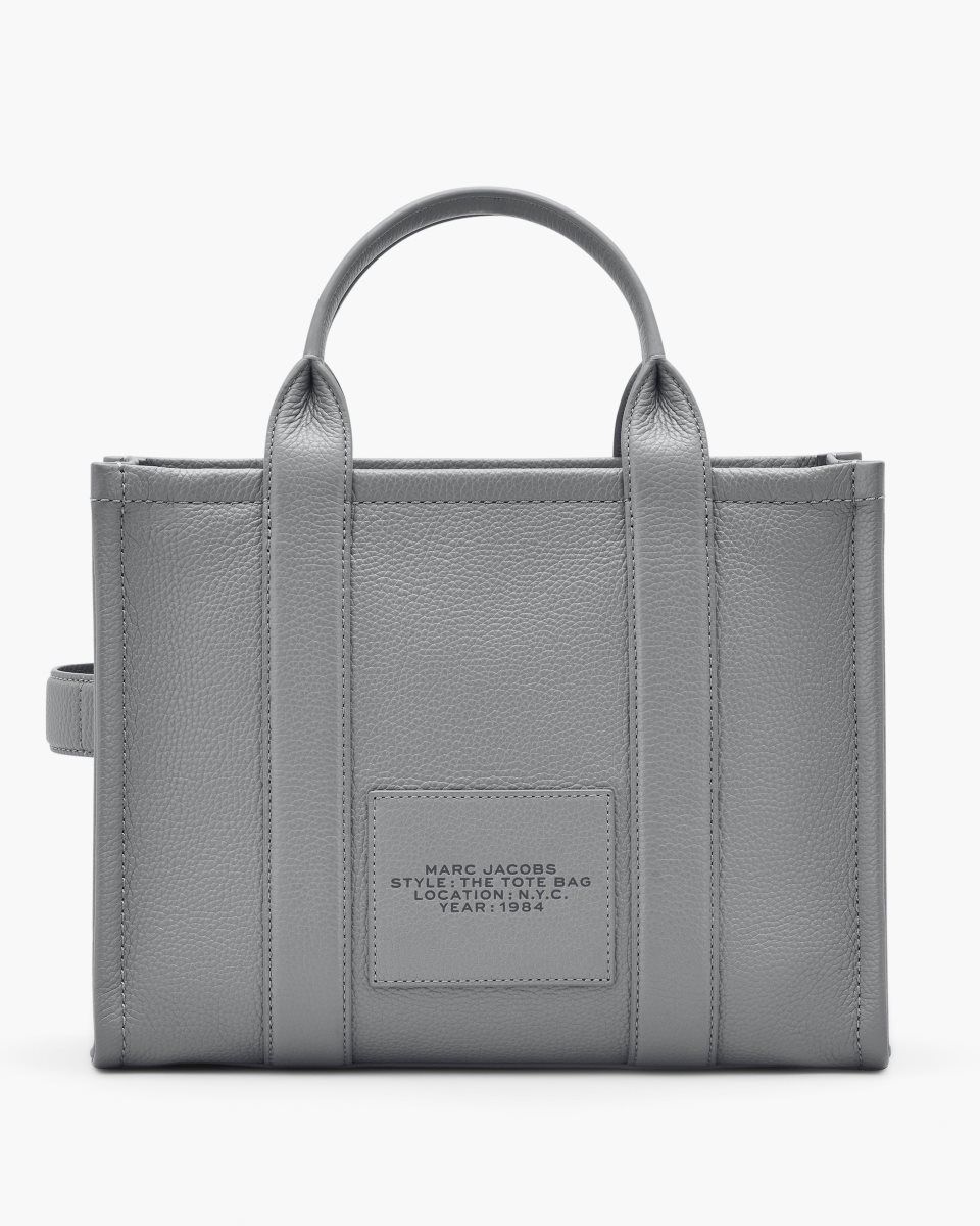 The Tote Bag Marc Jacobs The Leather Medium Tote Bag γυναικεια γκρι | 314697VZG