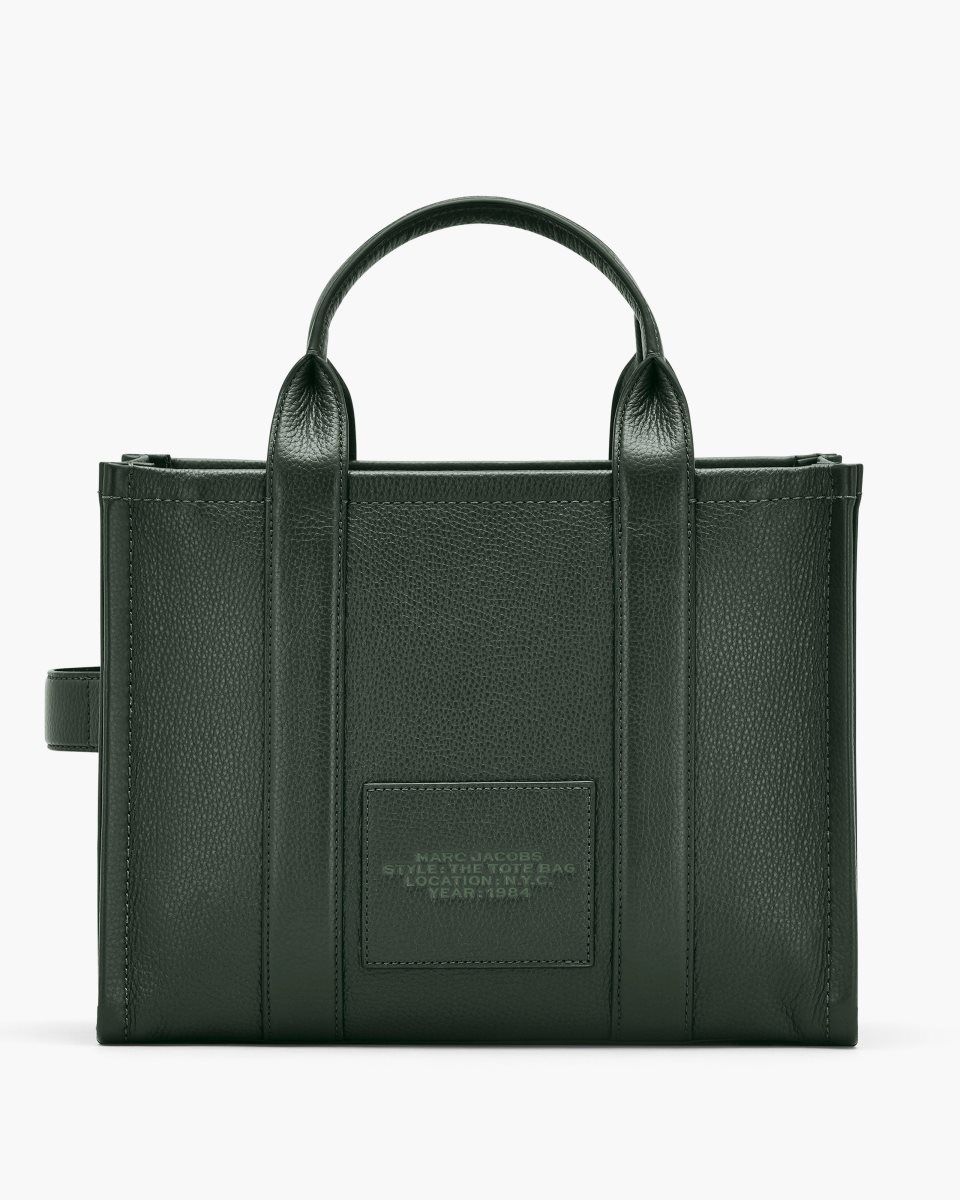 The Tote Bag Marc Jacobs The Leather Medium Tote Bag γυναικεια σκούρο πρασινο | 037562JZG