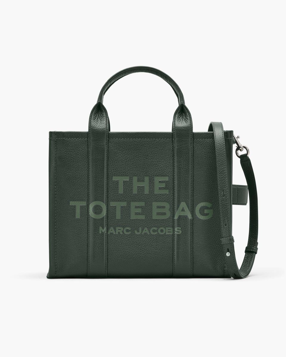 The Tote Bag Marc Jacobs The Leather Medium Tote Bag γυναικεια σκούρο πρασινο | 037562JZG