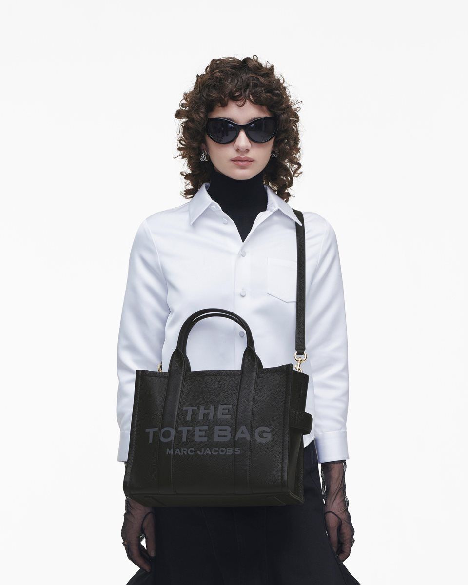 The Tote Bag Marc Jacobs The Leather Medium Tote Bag γυναικεια μαυρα | 037869NPU