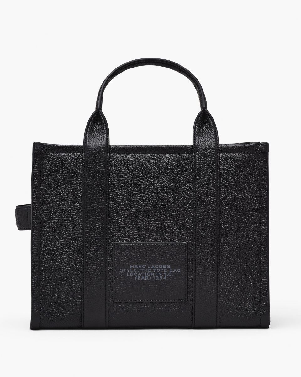 The Tote Bag Marc Jacobs The Leather Medium Tote Bag γυναικεια μαυρα | 037869NPU