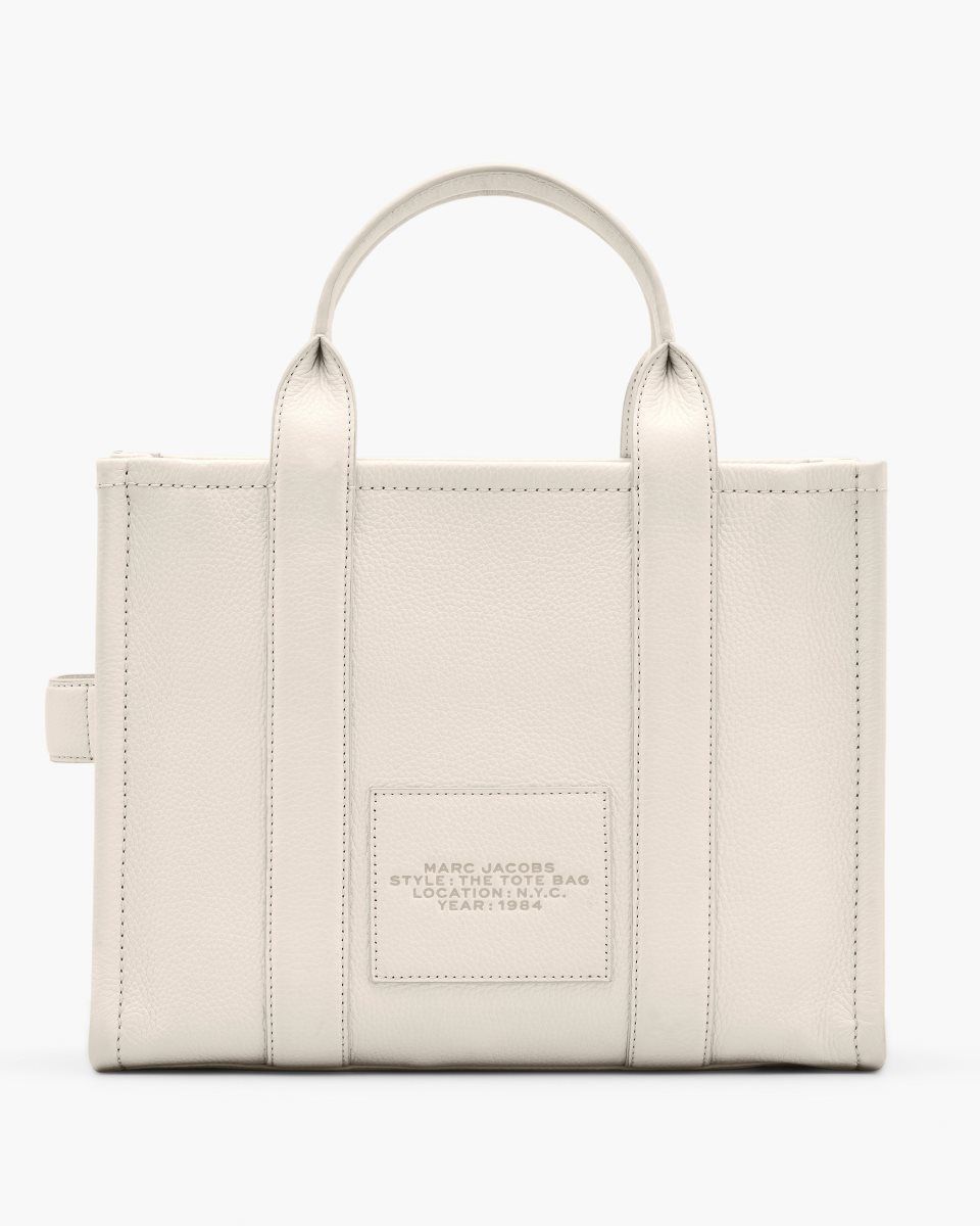 The Tote Bag Marc Jacobs The Leather Medium Tote Bag γυναικεια ασημι | 675231OBL