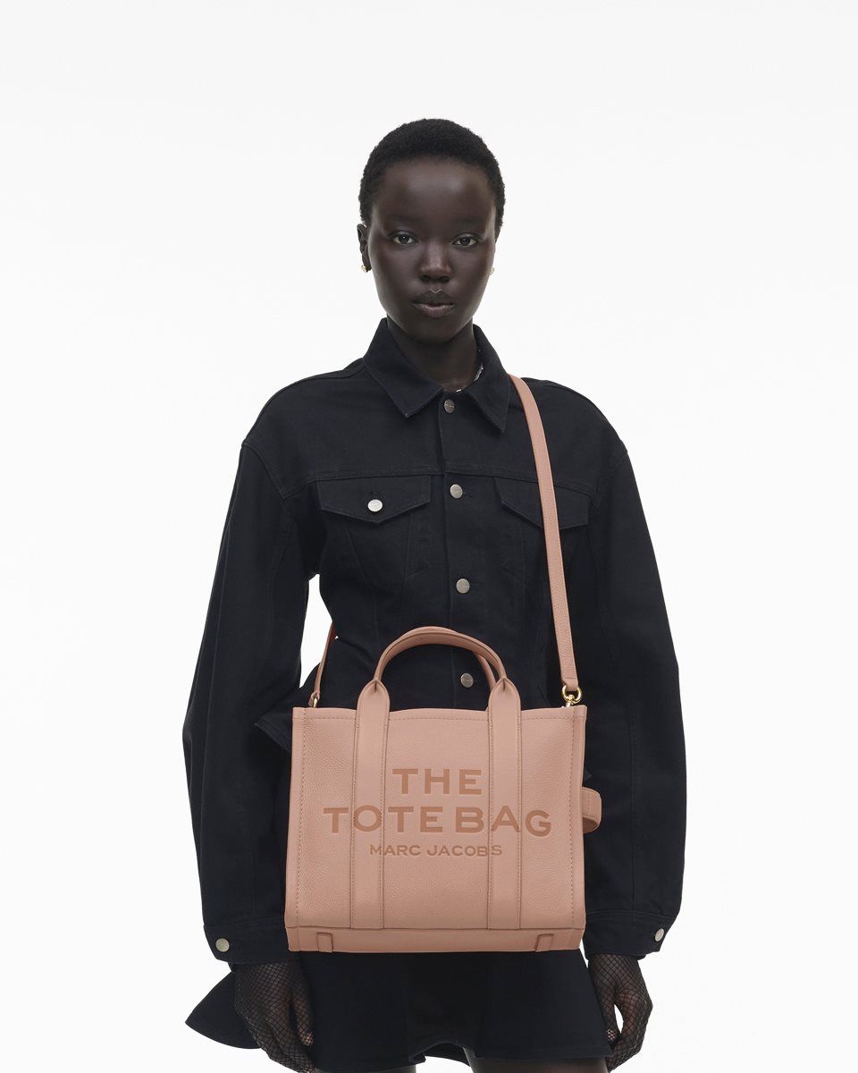 The Tote Bag Marc Jacobs The Leather Medium Tote Bag γυναικεια ροζ | 847690BKT