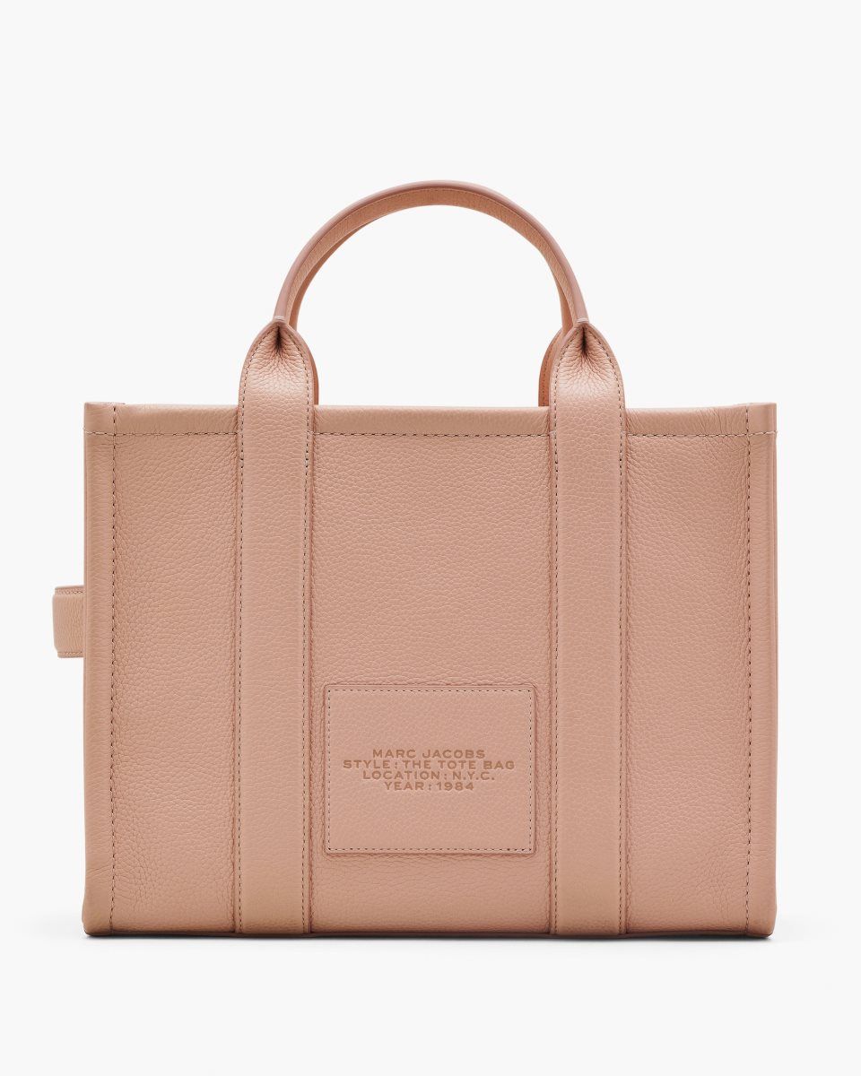 The Tote Bag Marc Jacobs The Leather Medium Tote Bag γυναικεια ροζ | 847690BKT