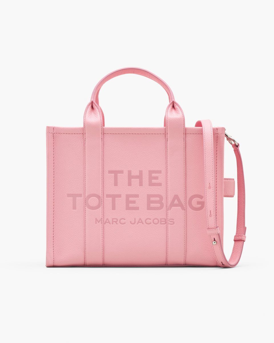 The Tote Bag Marc Jacobs The Leather Medium Tote Bag γυναικεια ροζ | 962538KIR