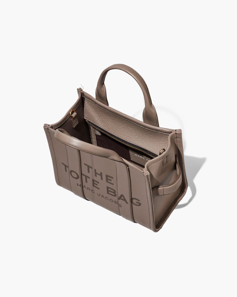 The Tote Bag Marc Jacobs The Leather Small Tote Bag γυναικεια Cement | 734129OCY