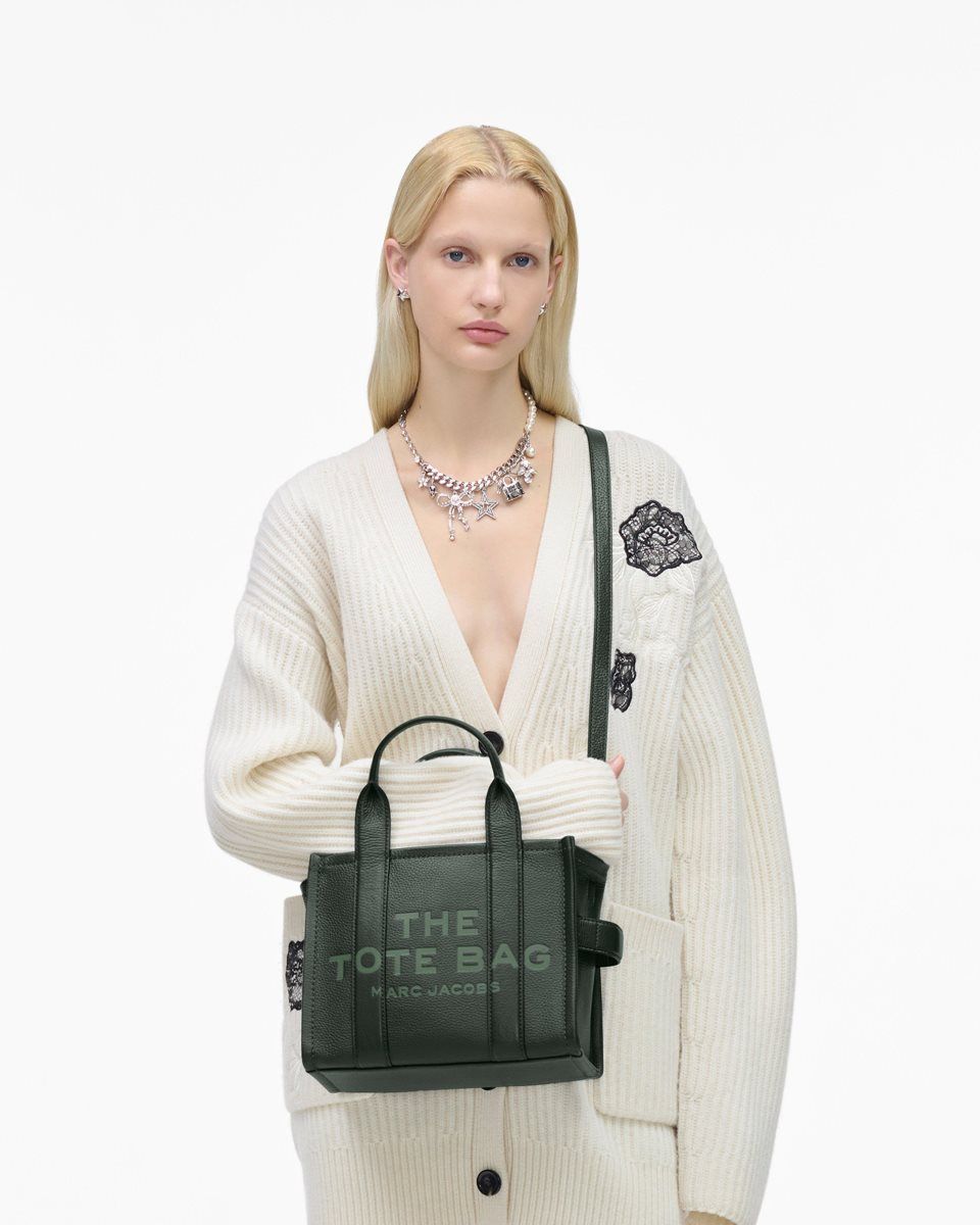 The Tote Bag Marc Jacobs The Leather Small Tote Bag γυναικεια σκούρο πρασινο | 876203KFO