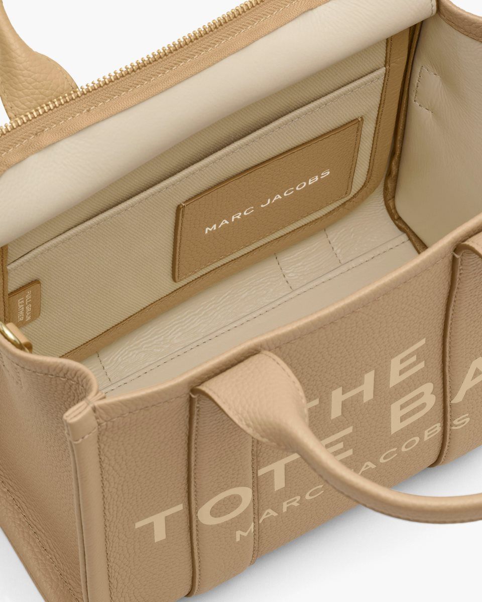 The Tote Bag Marc Jacobs The Leather Small Tote Bag γυναικεια καφε | 956324FRI