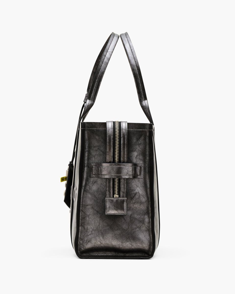 The Tote Bag Marc Jacobs The Metallic Distressed Large Tote Bag γυναικεια σκούρο γκρι | 841563LJX