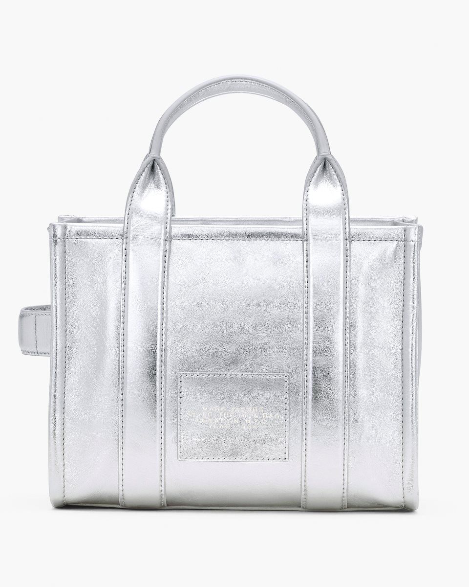 The Tote Bag Marc Jacobs The Metallic Leather Small Tote Bag γυναικεια μεταλλικός ασημι | 019628TQM