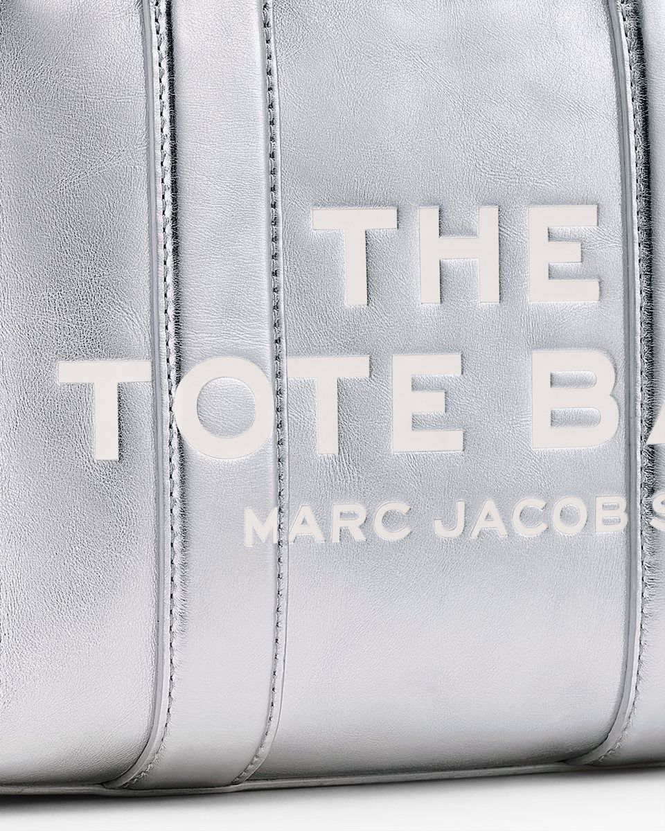 The Tote Bag Marc Jacobs The Metallic Leather Small Tote Bag γυναικεια μεταλλικός ασημι | 019628TQM