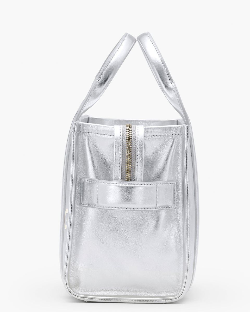 The Tote Bag Marc Jacobs The Metallic Leather Small Tote Bag γυναικεια μεταλλικός ασημι | 019628TQM